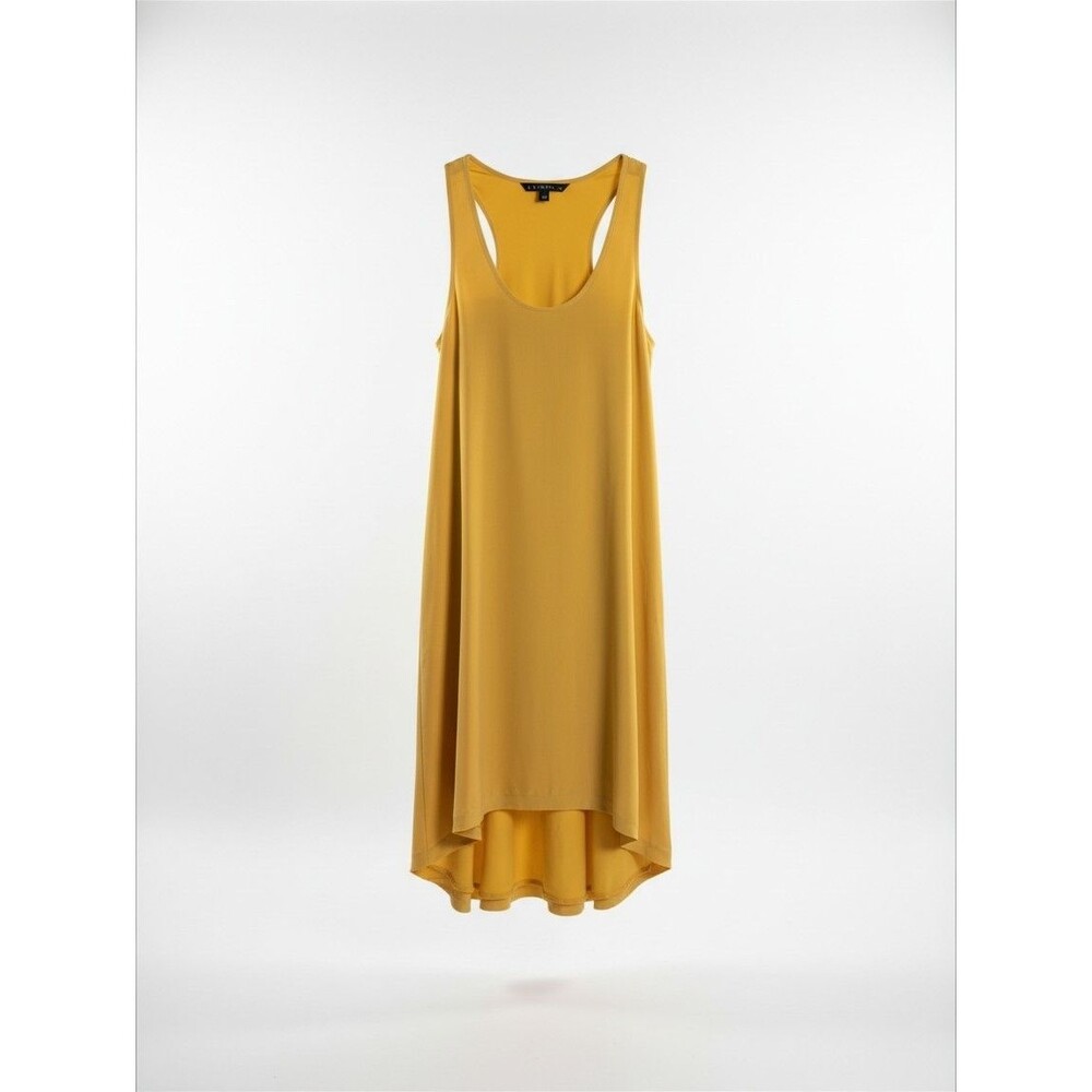 Armani Exchange Yellow 100% Mulberry Silk Racerback High Low Tank Dress 4 Y2K